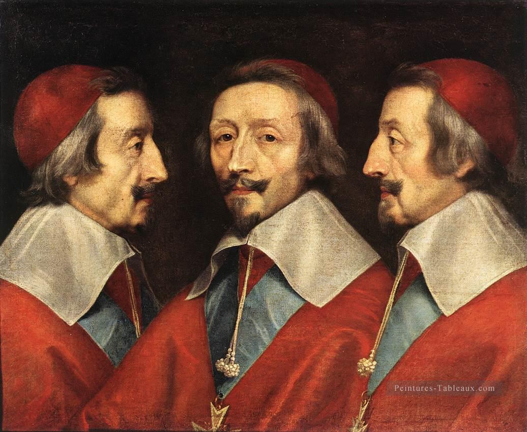 Triple Portrait de Richelieu Philippe de Champaigne Peintures à l'huile